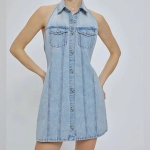 HIDDEN JEANS HALTER TOP DENIM DRESS